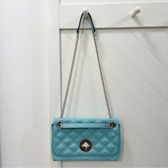 Kate Spade Light Blue Quilted Leather Astor Court Cynthia Shoulder Bag - Picture 4 of 10